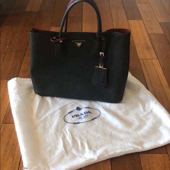 prada bag with red inside